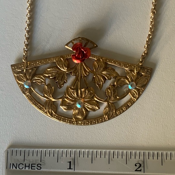 Necklace fan brass filigree - Picture 9 of 9